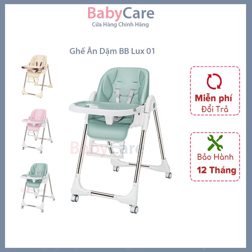 [FREESHIP] Ghế Ăn Dặm BabyCare BBLux01 Trang Bị Bánh Xe, Gấp Gọn - Điều Chỉnh Tư Thế Đa Dạng - BabyCare