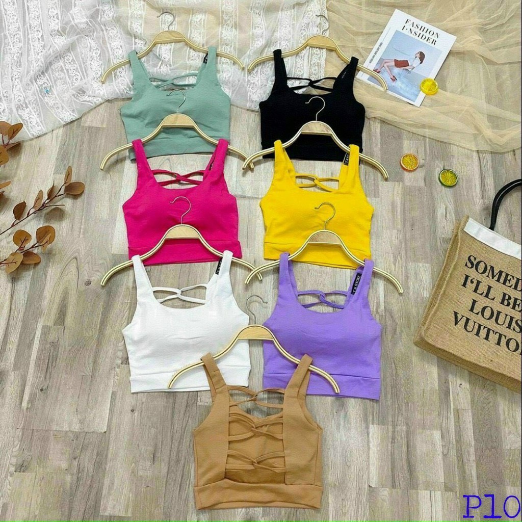 áo kiểu croptop kèm mút đan dây sau dáng ba lỗ xinh
