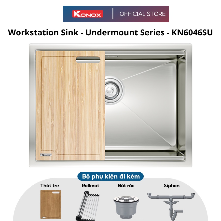 Chậu rửa bát inox 1 hố KONOX Undermount Series Model KN6046SU