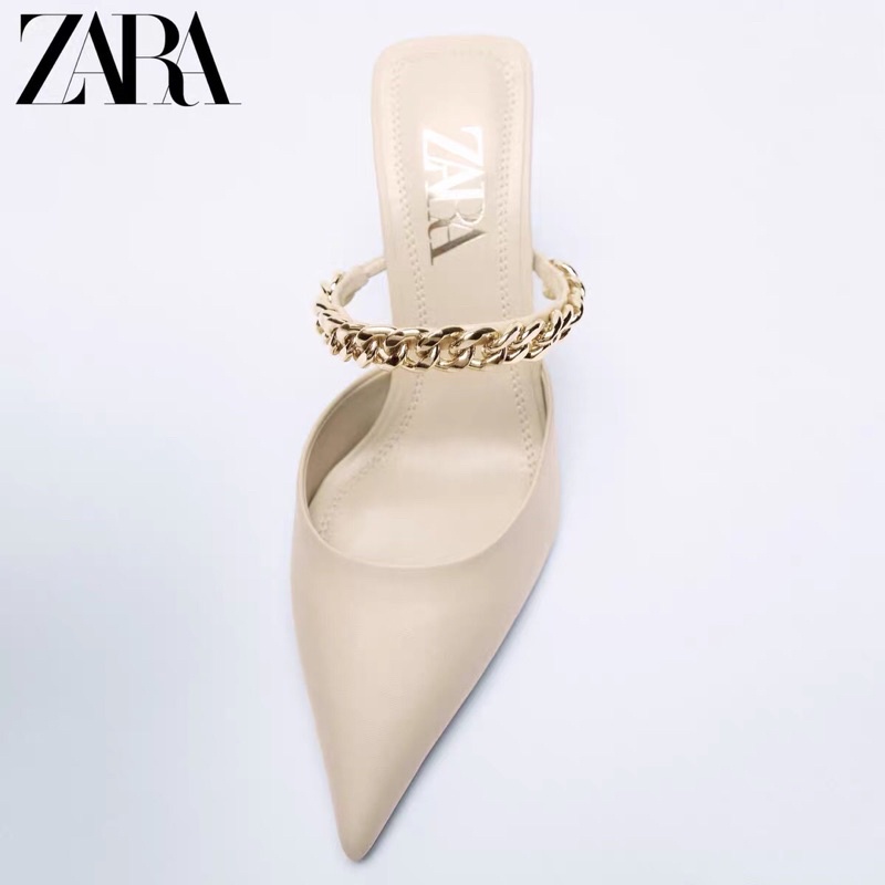 GIÀY CAO GÓT ZARA MÀU KEM QUAI XÍCH HÀNG TUỒN