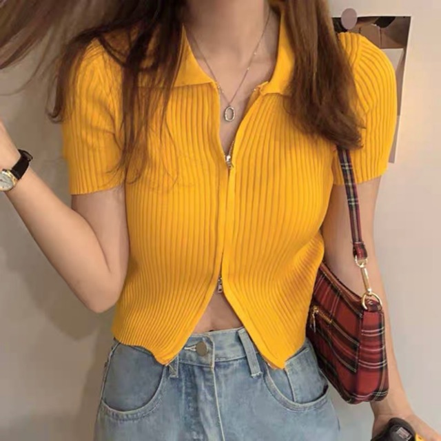 Áo len cổ đức kéo khoá 2 đầu mặc được 2 kiểu siêu xinh 5912-1 Ulzzang style  Hàng Quảng Châu