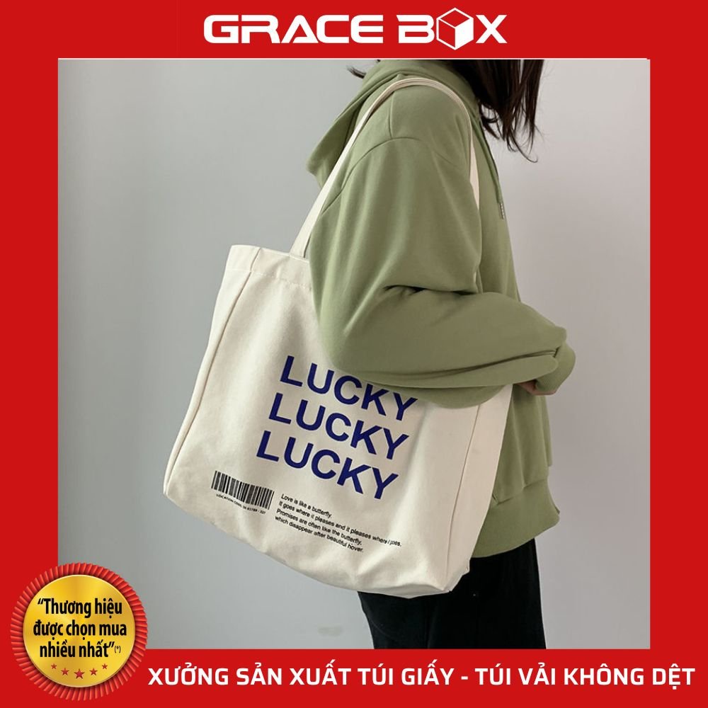 Túi Vải Canvas Bộ Sưu Tập &quot;Your Life&quot; Siêu Thị Bao Bì Grace Box