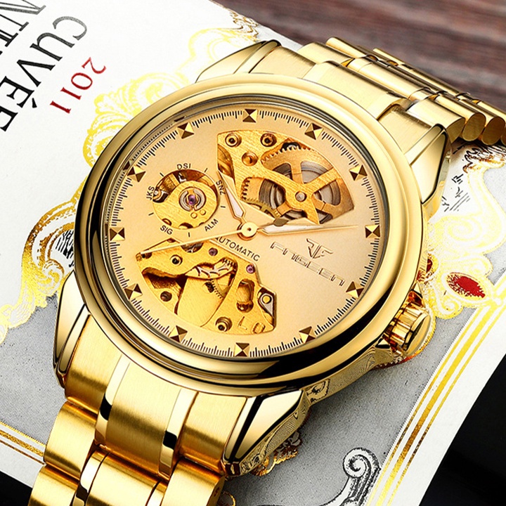 Đồng Hồ Nam Automatic, Đồng Hồ Cơ Lộ Máy Cao Cấp Tự Động Lên Dây Cót Khi Đeo, Lộ Cơ Mặt Và Đáy, Phong Cách Thời Trang Ch