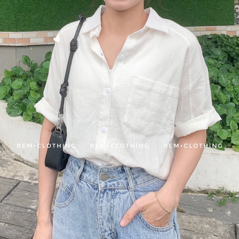 Áo sơmi nữ ngắn tay chất đũi