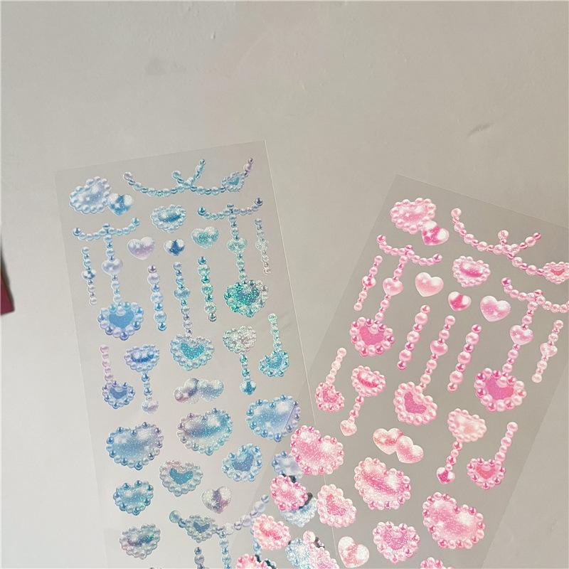 Sticker Hình Trái Tim Ánh Ngọc Trai Lấp Lánh Dùng Trang Trí Ảnh