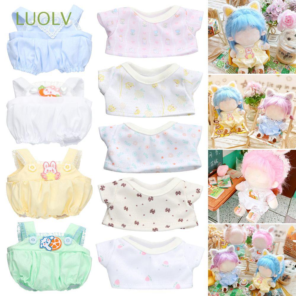 Bộ Áo Thun Cotton + Quần Yếm Họa Tiết Thỏ Hoạt Hình 20cm Dành Cho Búp Bê