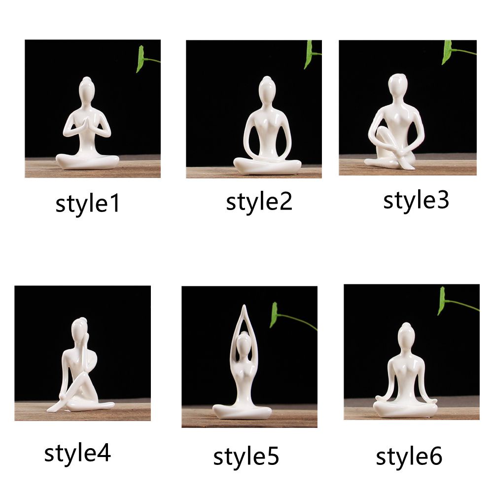 Tượng mô hình người phụ nữ tập tư thế yoga bằng gốm sứ trang trí phong cách nghệ thuật trừu tượng cổ điển