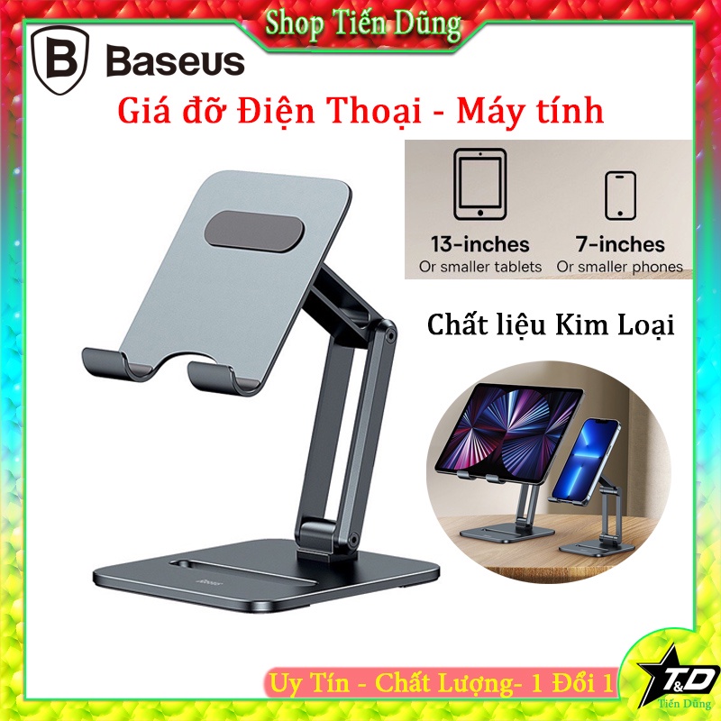 Giá đỡ điện thoại Baseus bằng hợp kim nhôm thích hợp cho máy tính và tablets chịu được trọng lượng 10kg chỉnh góc giá