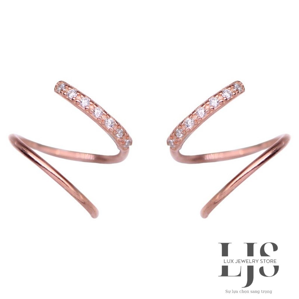 Khuyên tai mạ bạc không gỉ Lux Jewelry, bông tai kiểu xoắn đính đá giá rẻ - LUX773