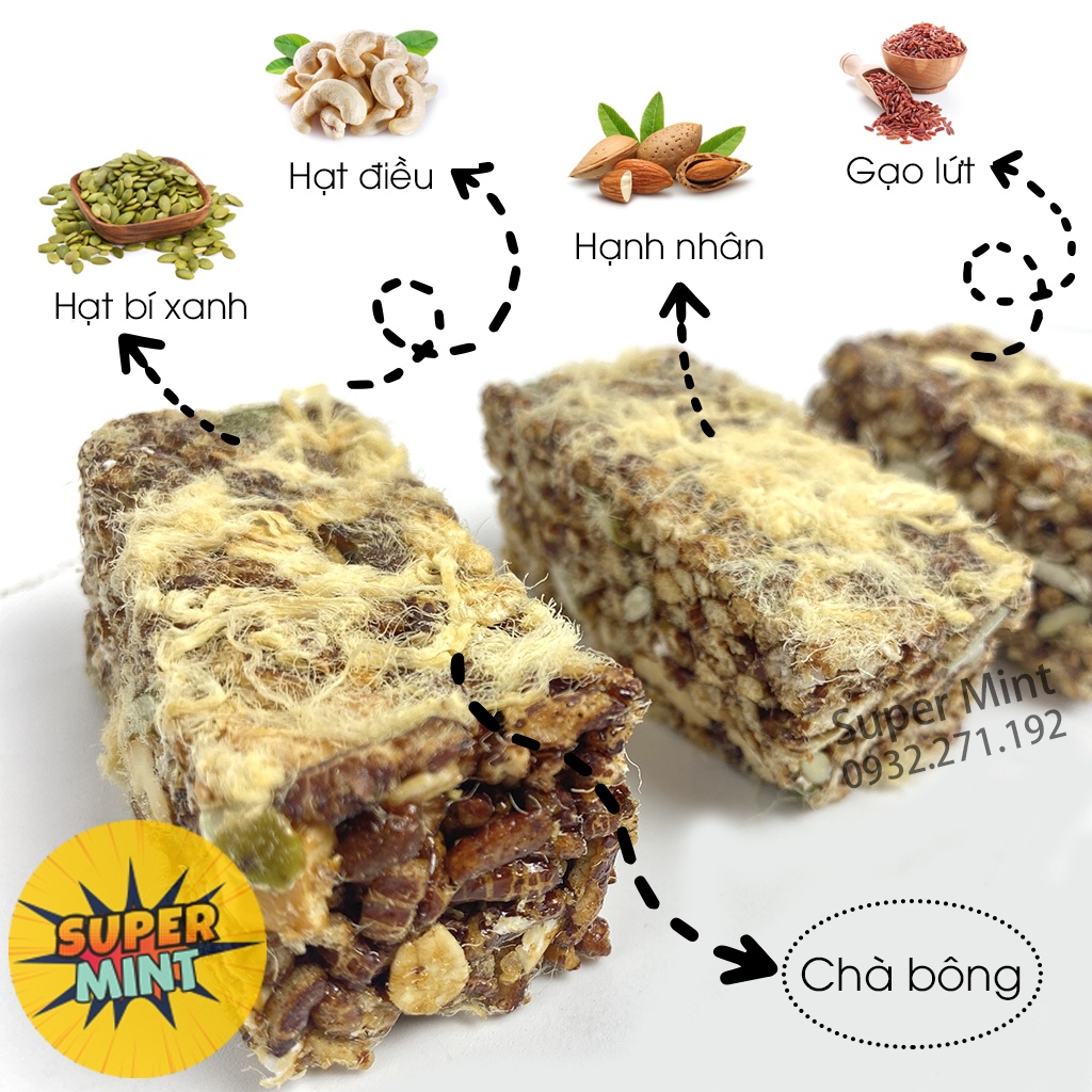 Thanh Cơm Gạo Lứt Mix Hạt Dinh Dưỡng - Healthy food - Ăn vặt - Ăn kiêng cực kỳ tốt sức khỏe Super Mint