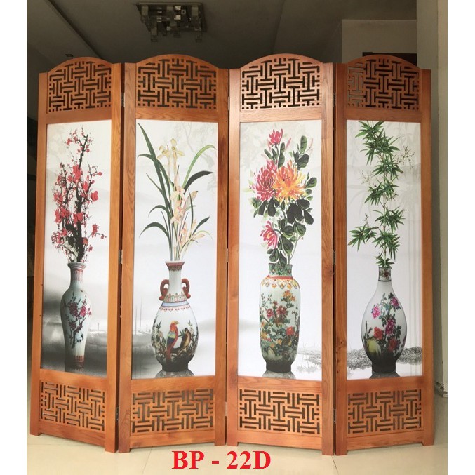Bức bình phong gỗ vải vách ngăn phòng