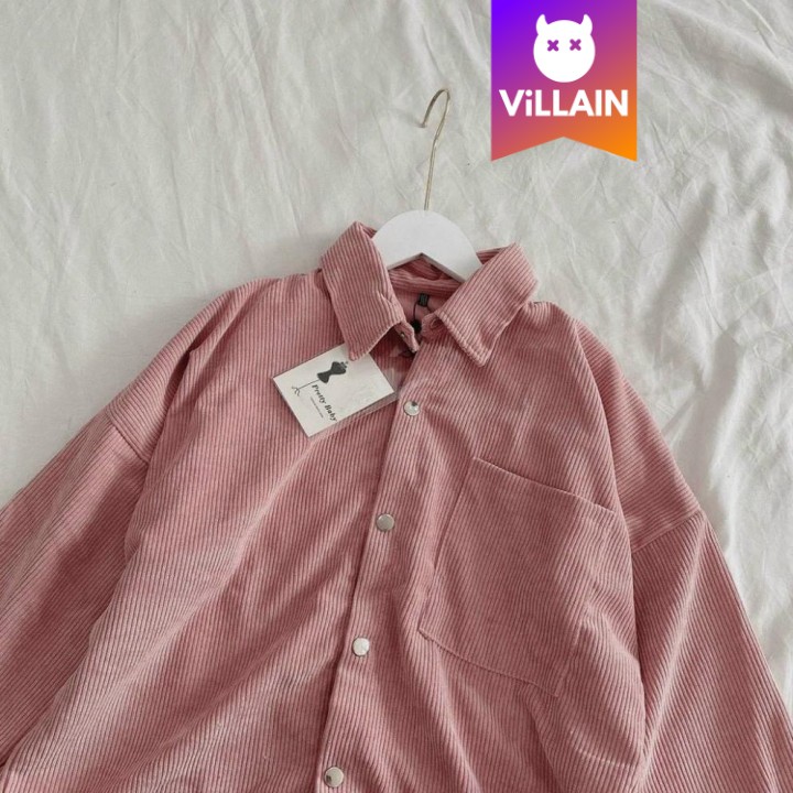 Áo Sơ Mi Nhung Gân Tăm Dáng Dài From Rộng Nam Nữ - Villain | BigBuy360 - bigbuy360.vn