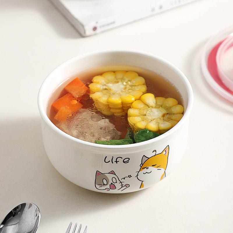Hộp đựng cơm trưa bằng sứ có nắp đậy có thể dùng trong lò vi sóng dành cho học sinh