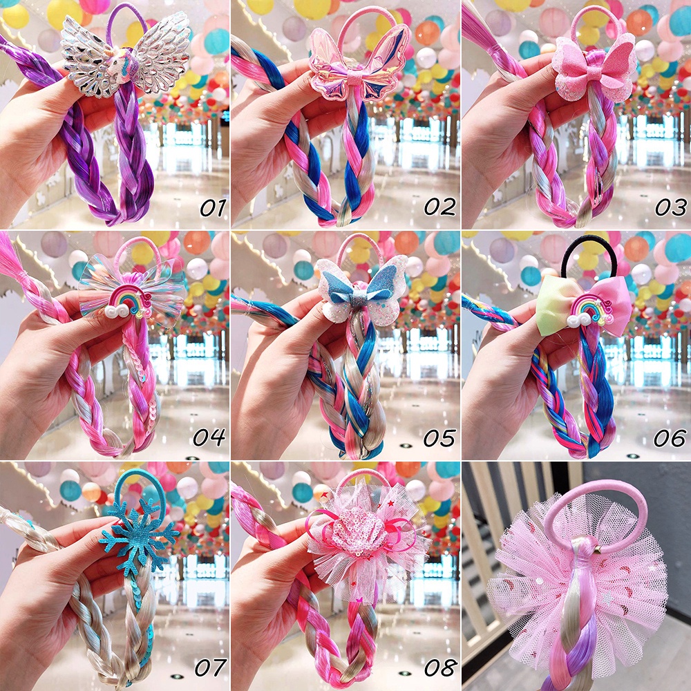 Dây buộc tóc KIDSBOWS co giãn trang trí nơ và bím tóc giả nhiều màu sắc tùy chọn xinh xắn dành cho bé gái