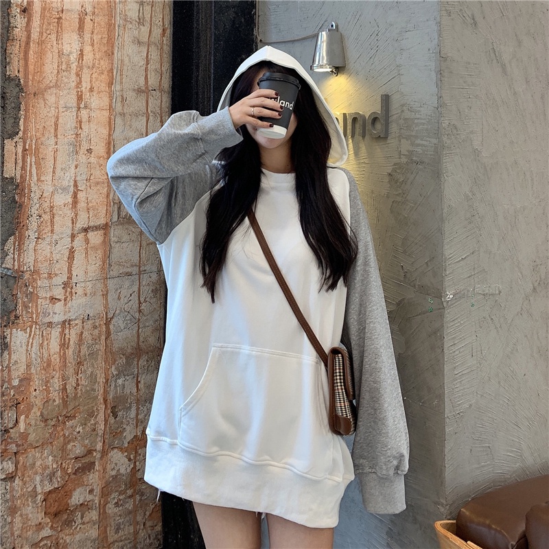【ZHELIHANGFEI】Áo Hoodie Tay Dài Dáng Rộng Phong Cách Thời Trang Mỹ