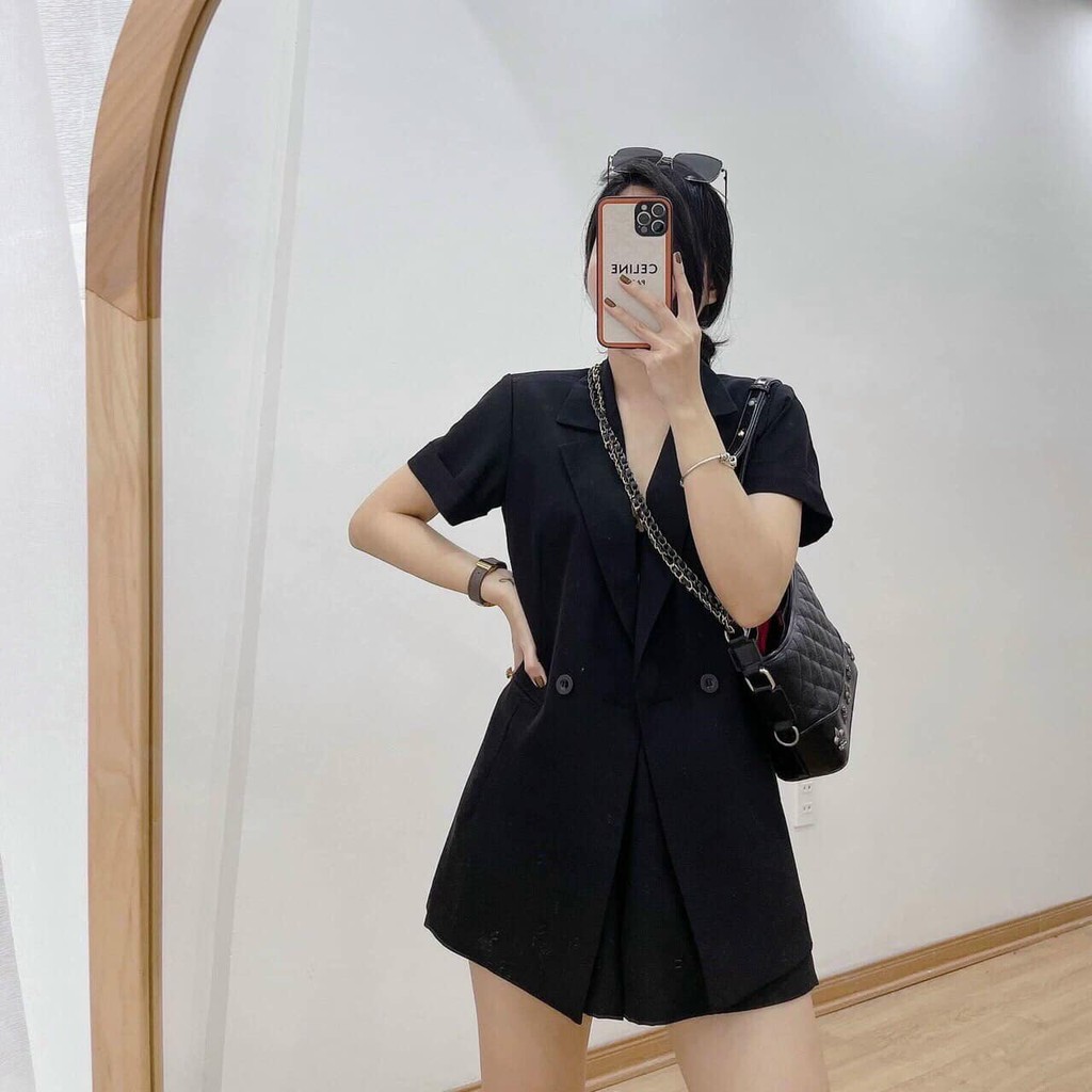 Set Vest Nữ Công Sở Cao Cấp, Bộ Áo Vest Nữ Tay Ngắn Và Quần Short Trơn Basic - Thanh Lịch,  Siêu Mát - SINB.STORE | BigBuy360 - bigbuy360.vn