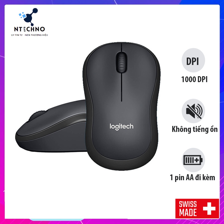 Chuột không dây Logitech M220 không tiếng ồn phân giải 1000 DPI - Công tắc on/off , độ nhạy cao - Bảo hành 12 tháng