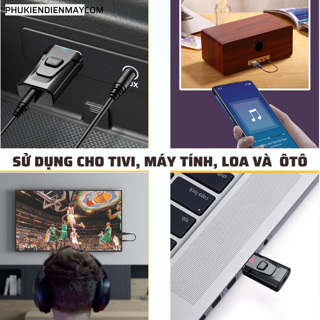 Thiết bị thu phát âm thanh M010 - USB bluetooth 5.0 dùng cho máy tính, laptop, amply, tivi, ôtô với tai nghe và loa kéo