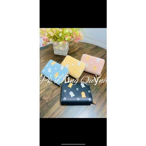 Ví Da Mini Cầm Tay Mèo Con Có Khóa Kéo 10 Ngăn In Hình mèo Dễ Thương ví Nữ Da PU Hoạt Hình Dễ