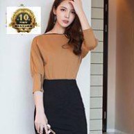 Đầm phong cách Hàn Quốc Misa FashionMS321 xinh đẹp, trẻ trung, đơn giản NâuĐen-Công sở, đi tiệc, đi chơi-có size lớn Tặ