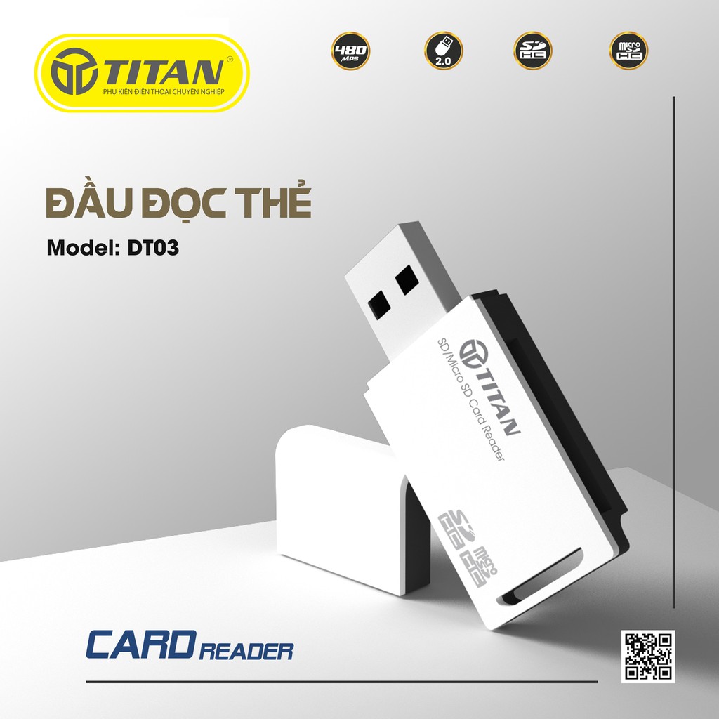 Đầu đọc thẻ nhớ Micro SD/SD/MMC, đọc thẻ đa năng Titan Adapter SD cho máy ảnh máy quay phim điện thoại - Chính Hãng