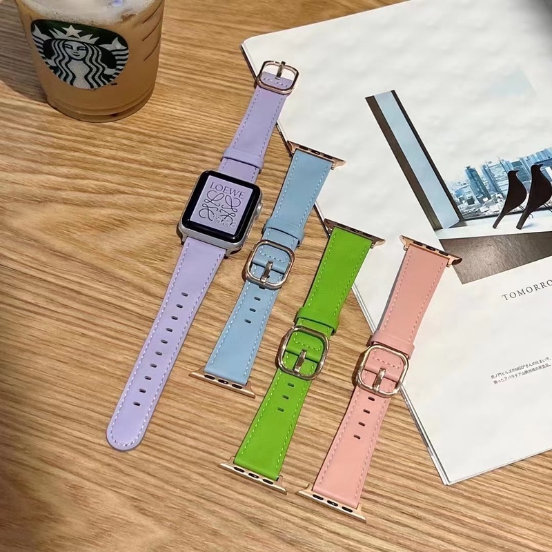 Dây Đeo Bằng Da Thật 44mm 45mm 41mm 40mm 42mm 38mm Cho iWatch series 7 6 5 4 3 2 1