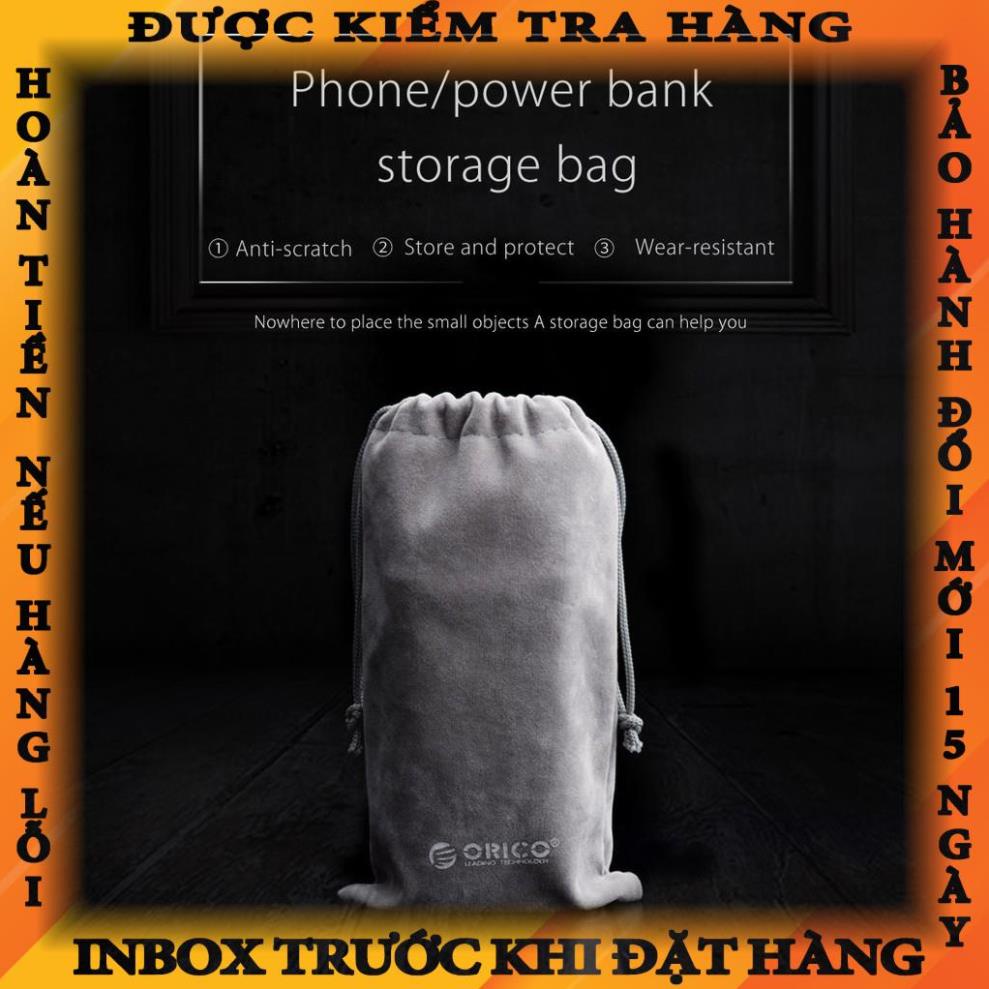 Túi Đựng Điện Thoại Và Sạc Dự Phòng USB ORICO SA1810 Vải Nhung Mềm Có Dây Rút Màu Xám thangthanh