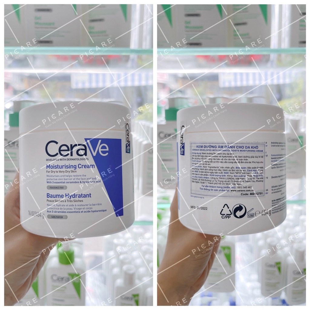 Kem dưỡng ẩm toàn thân cho da thường đến da khô CeraVe Moisturising Cream 50ml, 340g, 454g