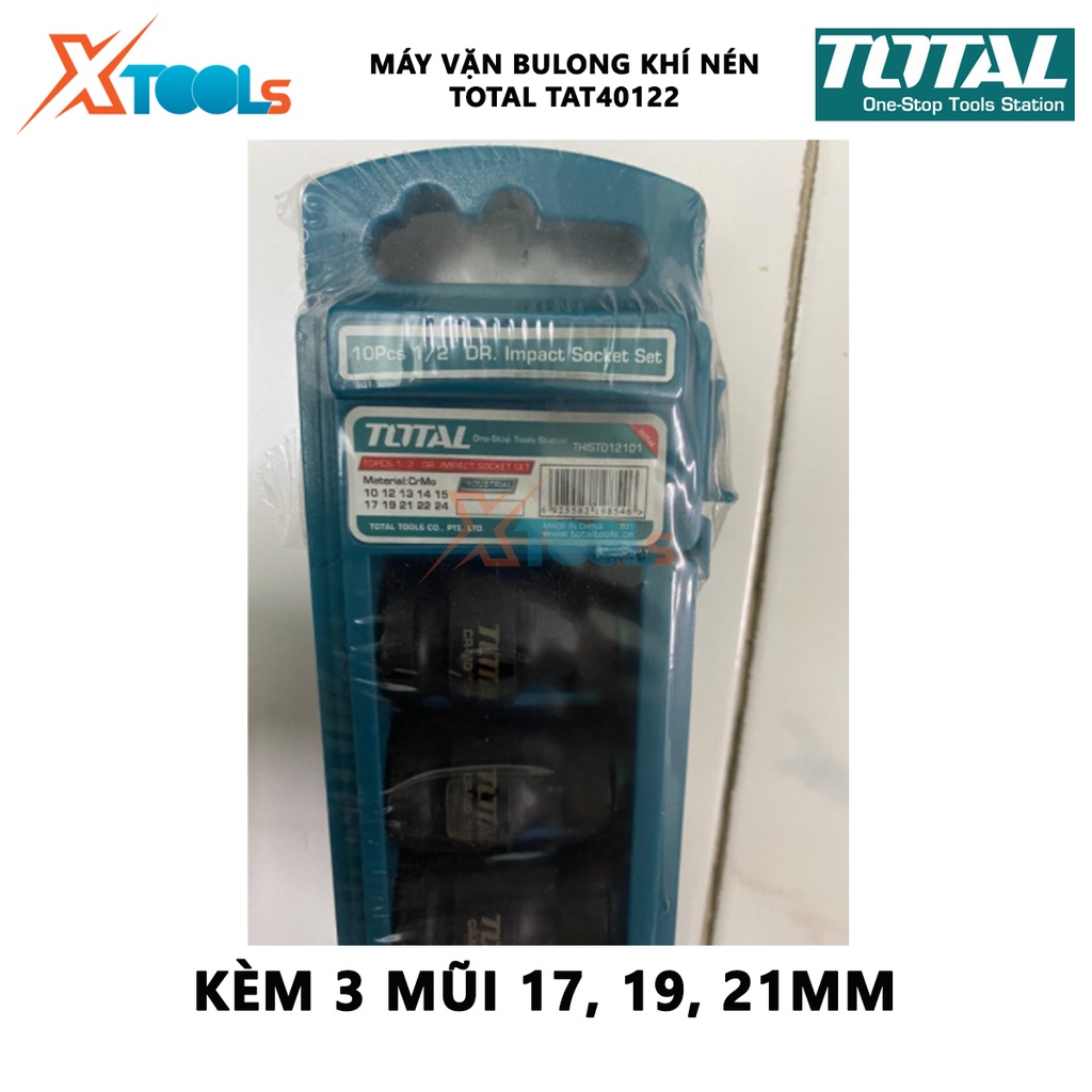 Máy vặn bu lông dùng khí nén TOTAL TAT40122 Súng siết bu lông dùng hơi Đầu vặn vuông 12.5 mm (1/2&quot;) 7000 v/p [XTOOLs]