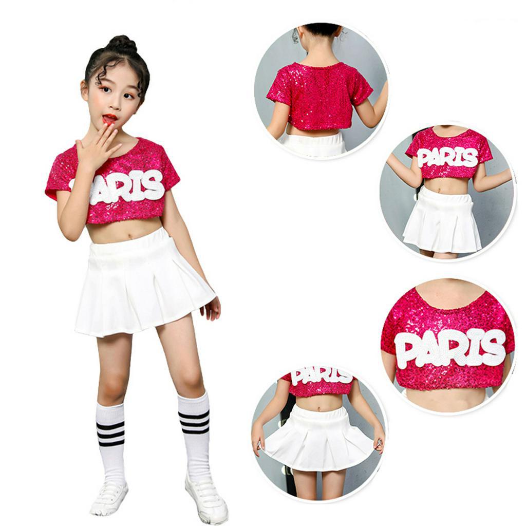 Bộ Trang Phục Múa Cổ Vũ Đính Kim Sa Xinh Xắn Cho Bé Gái