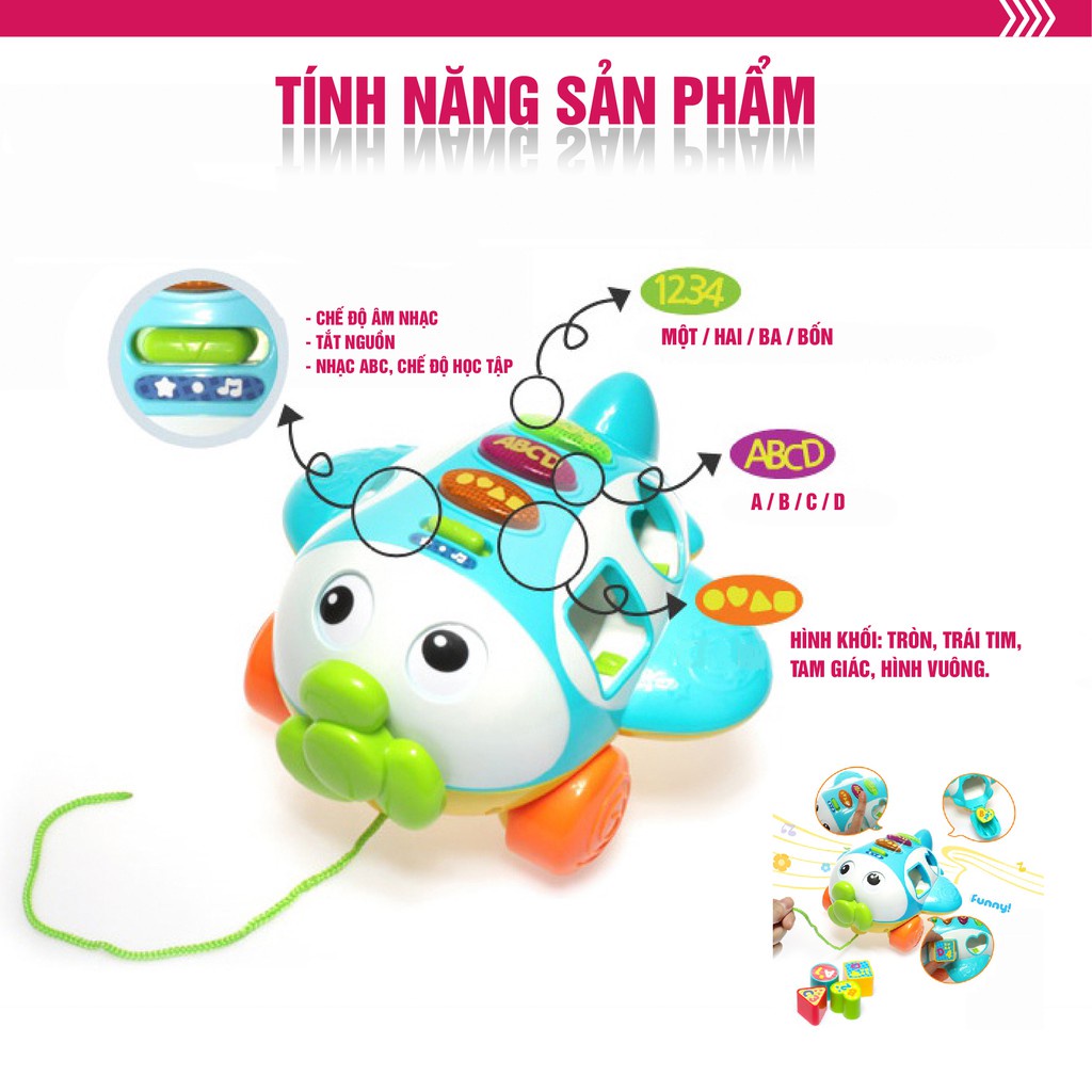 FREE SHIP !!! Đồ chơi máy bay thả hình khối có đèn nhạc Winfun 1505 chính hãng