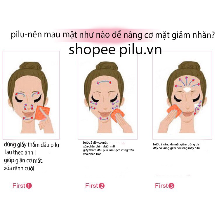 Giấy thấm dầu pilu một gói khoảng 40 tờ thấm dầu giảm nhờn trên da không bụi giấy gây bí lỗ chân lông | BigBuy360 - bigbuy360.vn