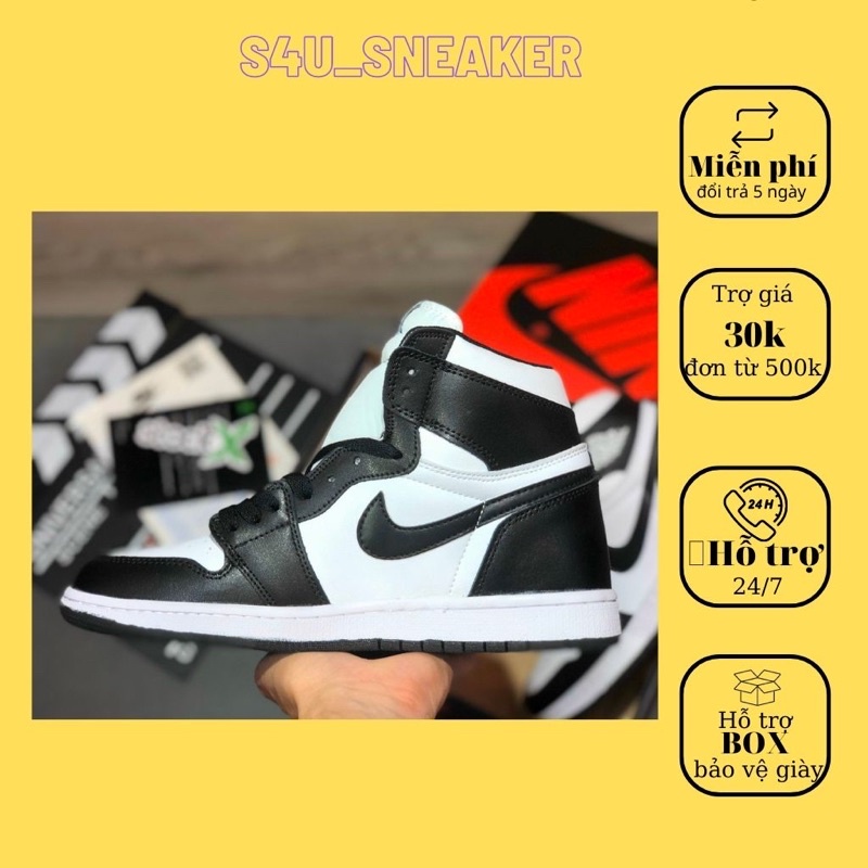 Giày sneaker NIKE AIR JORDAN 1 HIGH BLACK WHITE Nam Nữ,Giày Thể Thao NIKE JD 1 CỔ CAO TRẮNG ĐEN FullBox