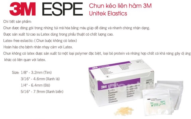 Chun kéo liên hàm 3M Unitek Elastics 100 chun/túi