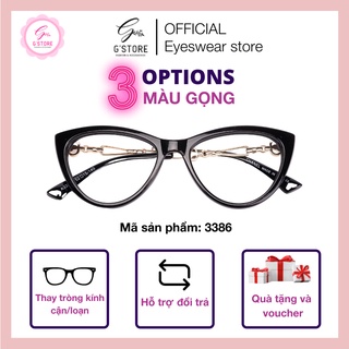 Gọng kính cận mắt mèo càng kim loại, kính mắt mèo thời trang tuổi teen nữ 3386