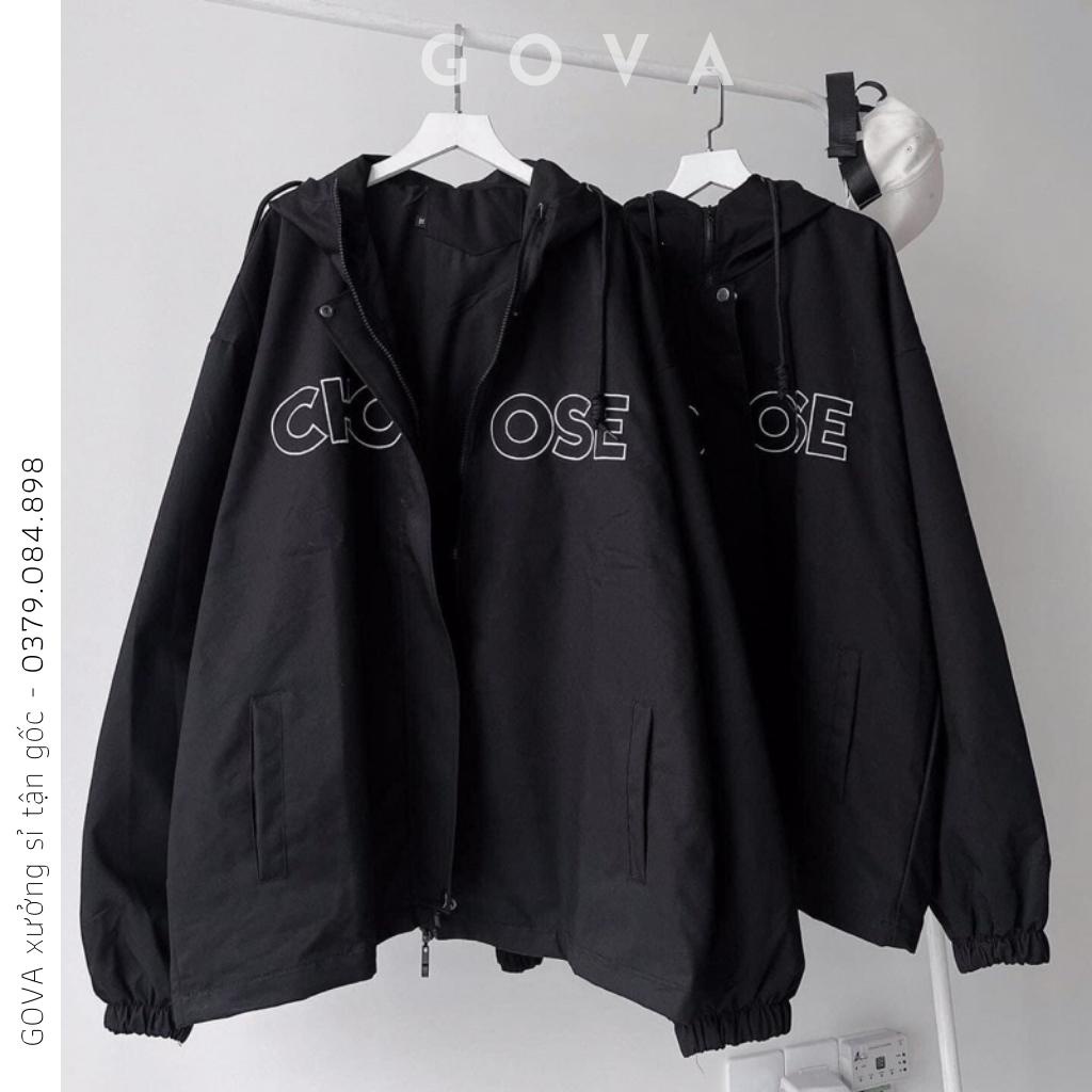 Áo Khoác Kaki CHOOSE Nam Nữ Ulzzang Unisex 2 Lớp Form Rộng Thể Thao Có Nón Trùm GOVA