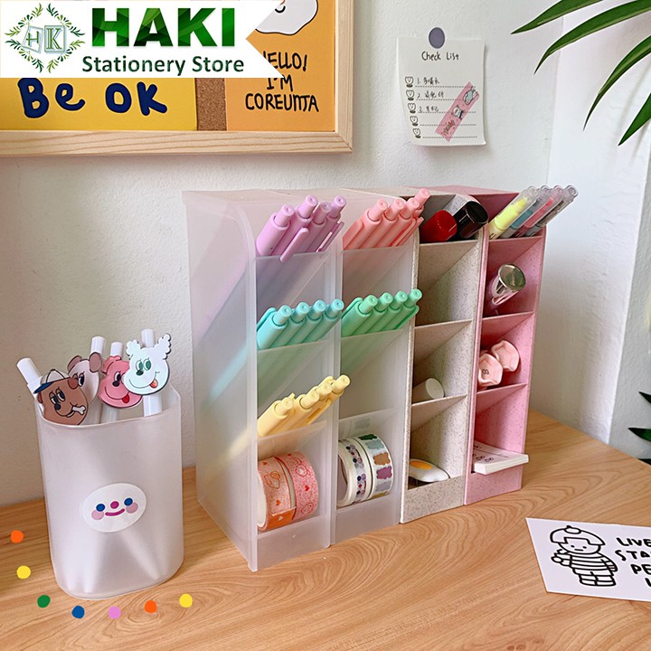 Hộp Đựng Bút 4 Tầng Haki Để Bàn, Kệ Đựng Bút Phụ Kiện Văn Phòng Phẩm 4 Tầng Đa Năng Ob05