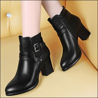 Giày Boot Nữ Cao Gót Đế Cao 7Cm Da Pu G032