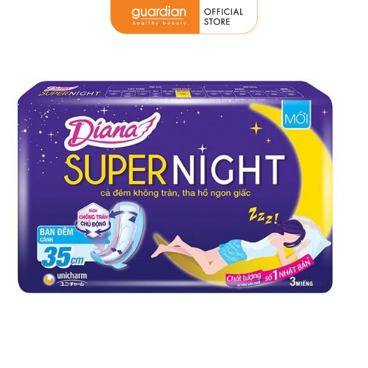 Băng vệ sinh ban đêm Diana Sensi Night có cánh 35cm 3 miếng