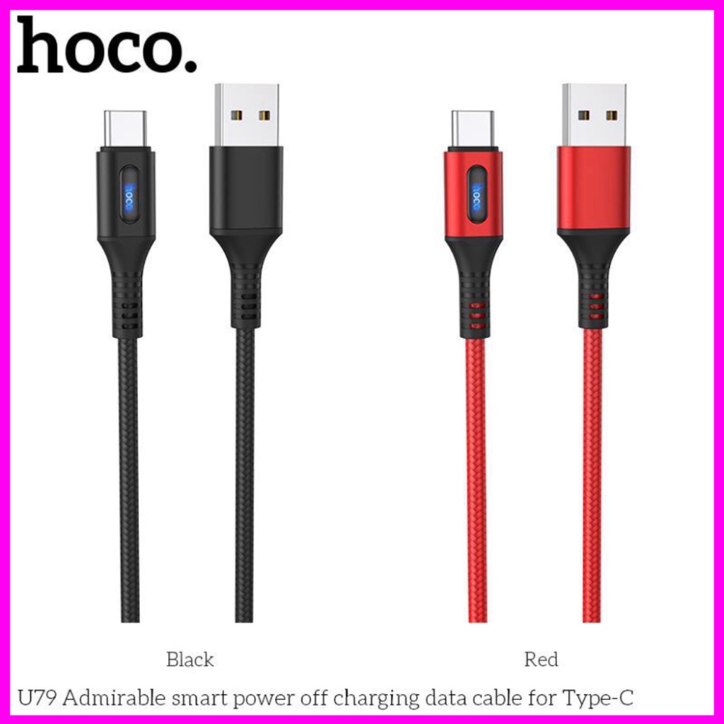 Dây sạc tự ngắt thông minh hoco u79 cho ip/micro usb/type c,chiều dài 1m bảo hành 1 năm