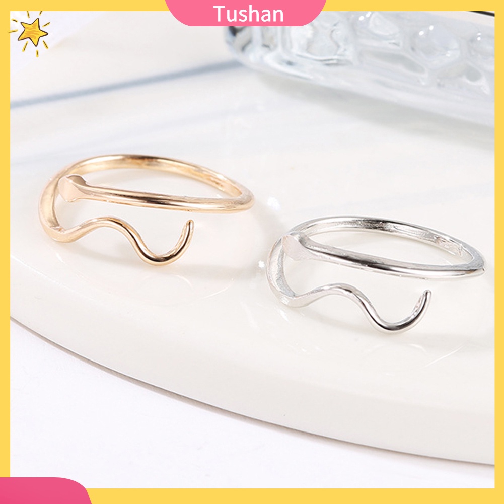 Nhẫn đeo ngón tay dự tiệc dạng lượn sóng điều chỉnh được thời trang cho nữ