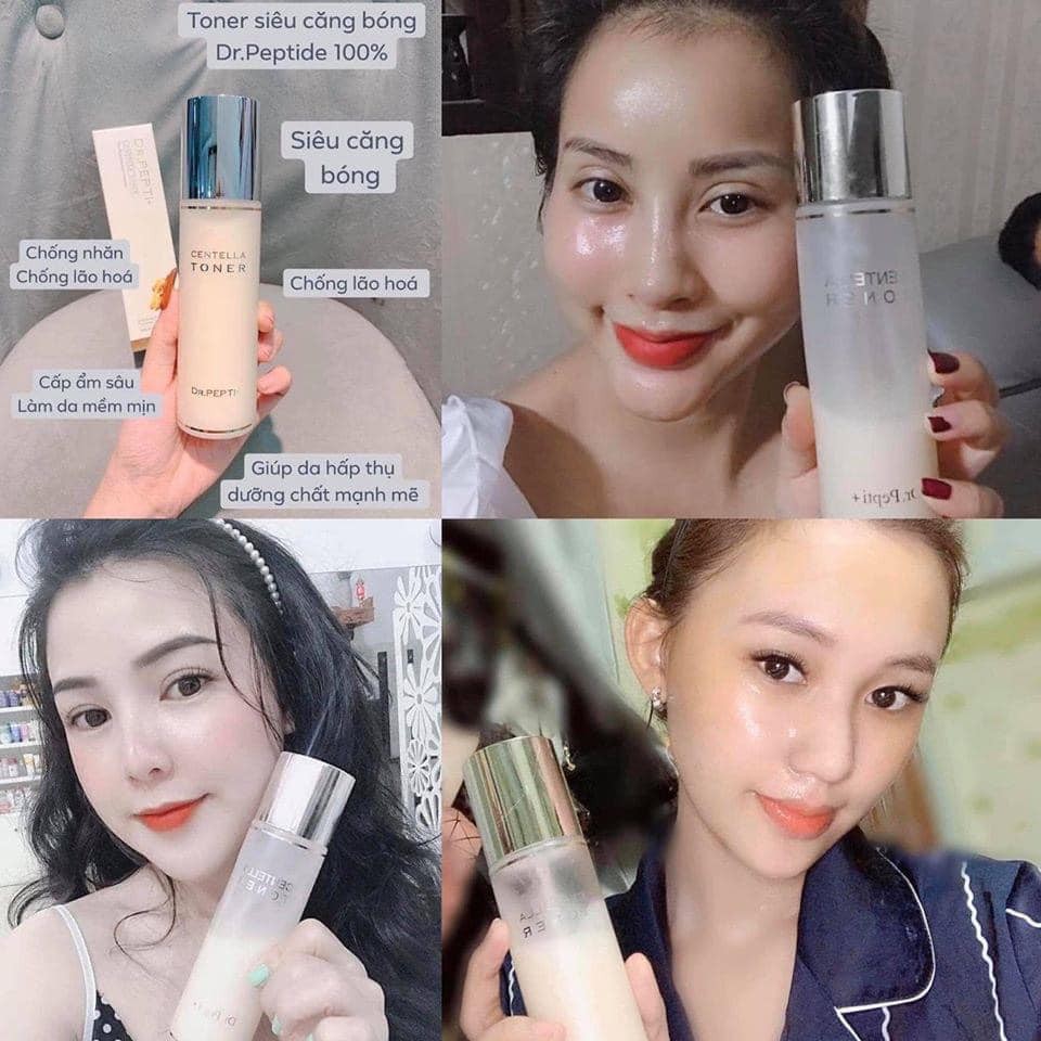 Nước hoa hồng dưỡng ẩm căng bóng da, kiểm soát dầu DR.PEPTI+ Centella Toner 180ml dưỡng ẩm da căng bóng - HONGS BEAUTY