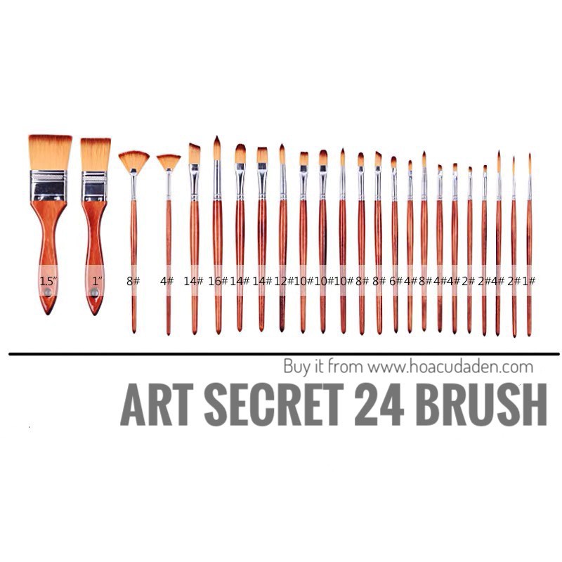 [DA ĐEN] Bộ Cọ Vẽ Art Secret 24 Món Kèm Túi