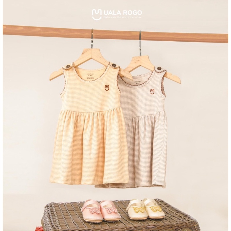 UR3940 Váy sát nách bé gái Uala Rogo vải cotton phối kẻ (9-48M)