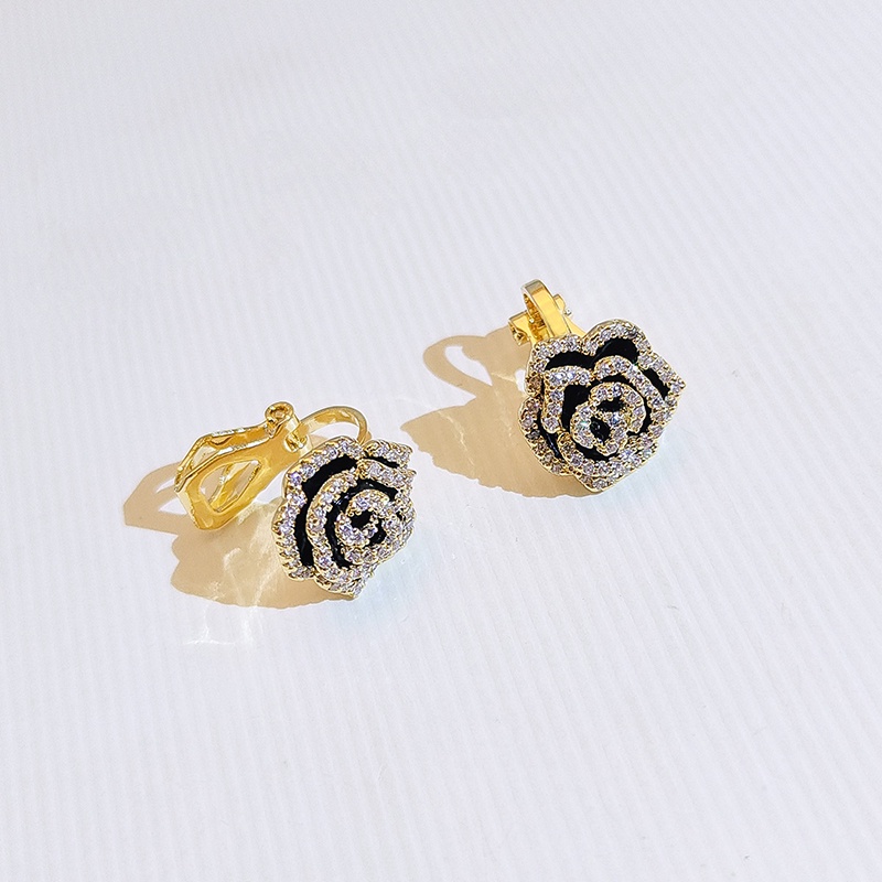 Khuyên tai JIUDUOLAN mạ bạc thiết kế hoa hồng đính đá nhân tạo dễ phối đồ thời trang tinh xảo dành cho nữ