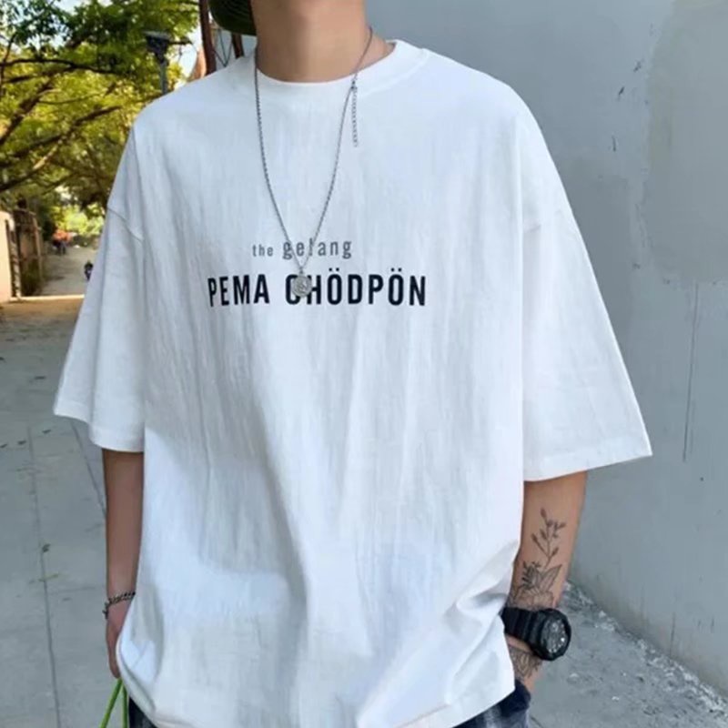 Áo Thun Tay Ngắn Dáng Rộng Cổ Tròn In Chữ Size M-8XL Phong Cách Hip Hop Thời Trang Cho Nam Và Nữ