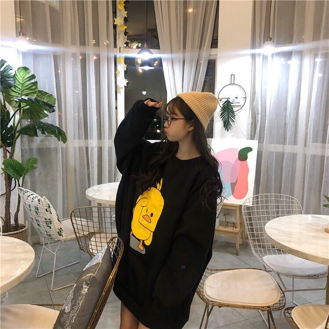 Áo nỉ bông sweater vịt vàng form rộng ulzzang hàn quốc