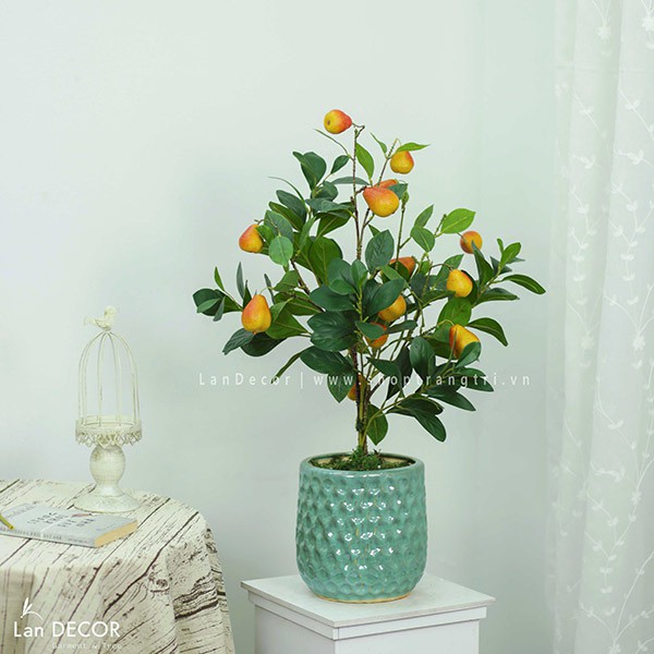 Cây giả - Cây chanh mỹ, đào, lê vàng, lê má hồng để bàn, trang trí tự nhiên như thật LanDecor | BigBuy360 - bigbuy360.vn