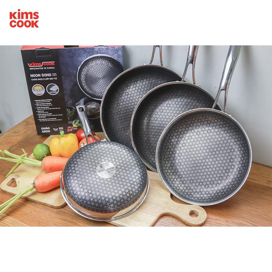 Chảo Noon Song inox 3 lớp đáy từ chống dính 2 mặt Kims Cook