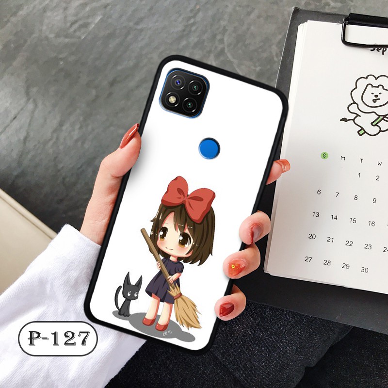 Ốp kính Xiaomi redmi 9C/ Redmi 9C NFC/ Redmi Poco C3 mặt lưng chống bể hình chibi dễ thương